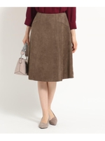 【WEB限定カラーあり】スウェードフレアスカート/ブラウン(054)