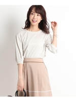 【WEB限定カラーあり】六分袖ラウンドネックカットソー/ライトグレー(011)