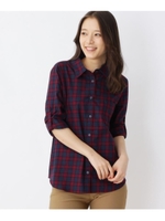 【WEB限定サイズ・04（LL)あり】コットン（綿）チェックシャツ/ワインレッド(263)