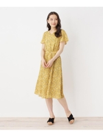 【WEB限定サイズあり】フラワー柄エアリーワンピース/レモンイエロー(131)