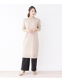 【WEB限定サイズあり】洗える！アンチピリングシンプルロングニットワンピース/ベージュ(052)
