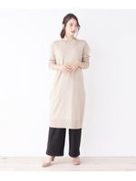 【WEB限定サイズあり】洗える！アンチピリングシンプルロングニットワンピース/ベージュ(052)