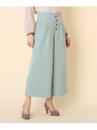 【WEB限定プライス/WEB限定サイズ(LL)あり/手洗い可】フロントボタン ワイドミディパンツ/ライトグリーン(021)