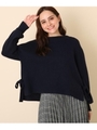 【WEB限定プライス/WEB限定サイズ(LL)あり】サイドリボン フォックス混ニット/ネイビー(093)