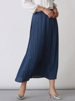 【WEB別注】２次会にも！サテンヨウリュウプリーツスカート/ブルー