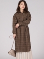 【WEB別注】ウール混チェックシャツワンピース/ブラウン