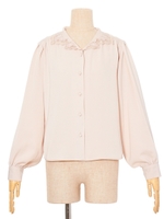 【an another angelus】ローズカットワーク刺繍開衿ブラウス/PINK BEIGE