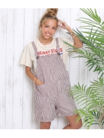 【anap mimpi】 ストライプロンパース/ブラウン(015)