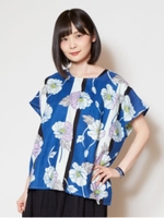 【カヤ】縞ポピートップス/ブルー