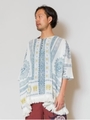 【チャイハネ】yul エスニックプリントMEN'Sビッグシルエットトップス/ホワイト