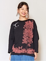 【チャイハネ】yul ミティラー画プリントTシャツ/ブラック