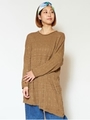 【チャイハネ】yul 幾何学模様コットンニットアシンメトリープルオーバー/ベージュ