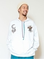 【チャイハネ】カラベラ＆ドリームキャッチャー刺繍MEN'Sフーディ/ホワイト
