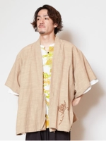 【チャイハネ】ロータス刺繍MEN'Sキモノカーディガン/ベージュ