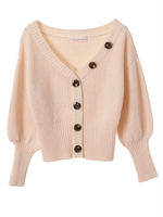 【ニット】レースＶネックカーディガン風プルオーバーニット/オフホワイト