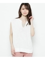 【ハンドウォッシュ】リネン混キーネックニットベスト/ホワイト(001)