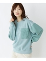 【フリーサイズ】シフォンポケット付きスウェットプルオーバー/ライトグリーン(021)