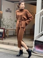 【葛岡 碧着用】タートルニットワンピース/ブラウン