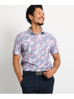 【吸水速乾/UVカット】フラワープリント半袖ポロシャツ/ラズベリーピンク(973)