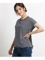 【洗える Sサイズあり】コットンボーダーTシャツ/ネイビー(693)