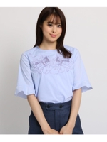 【洗える】オピウムポピー刺しゅうブラウス/ライトパープル(181)