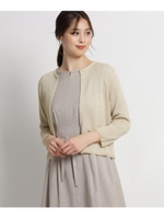 【洗える】シャイニージャケット風ニットカーディガン/ライトベージュ(051)