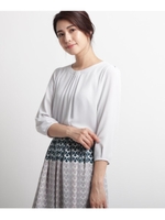 【洗える】タックシフォンブラウス/ライトグレー(011)