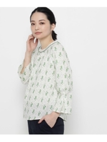 【洗える】ハーブプリントエンブロイダリーシャツ/ライトグリーン(121)