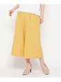 【洗える】フロントジッパーミモレワイドパンツ/イエロー(032)