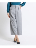 【洗える】微起毛ツイルワイドパンツ/ライトグレー(011)