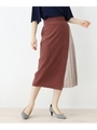 【大きいサイズあり・13号・15号】スウェード調×プリーツ切り替えスカート/レンガ(069)