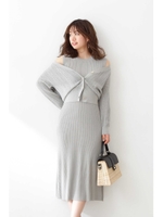 ◆アンサンブルニットワンピース/ライトカーキ(180)