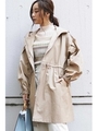 ◆テントラインロングフーデッドコート/ベージュ(040)