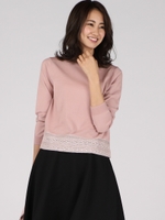 ≪手洗い可能≫裾レース切り替えプルオーバー/ピンク