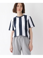 ＹＺ ２０／２ 天竺 ストライプ 半袖 Ｔシャツ/ネイビー×ホワイト(393)