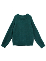 あぜ編みクルーネックプルオーバー/GREEN