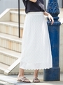 かぎ針編み風レースロングスカート/ホワイト