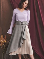 アシンメトリーラッププリーツスカート/グレー