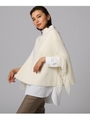 ウールフリンジニットポンチョ/オフホワイト(003)