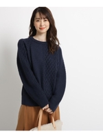 ウール混アランニット/ネイビー(093)