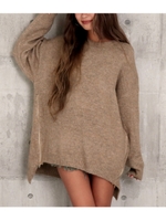 ウール混ジップデザインニット/ベージュ(005)