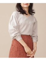 ウォッシャブルウール混ポンチトップス/ライトベージュ