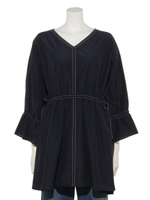 エアリーシャンブレー・フレアチュニック/ダークブルー