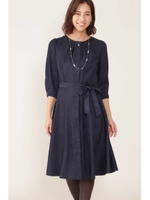 エルモザスエードフレアラインワンピース/ネイビー(120)