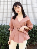 カシュクールギャザーブラウス/PNK