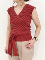 カシュクールニットトップス/TERRACOTTA