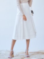 カラーステッチイレヘムスカート/O.WHT