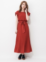 ガラアミマーメイドニットロングワンピース/レッド