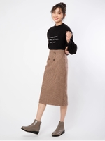 ガンクラブチェックロングタイトスカート/ブラウン