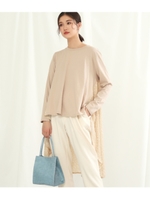 グレイセル異素材切替チュニック/ベージュ(005)